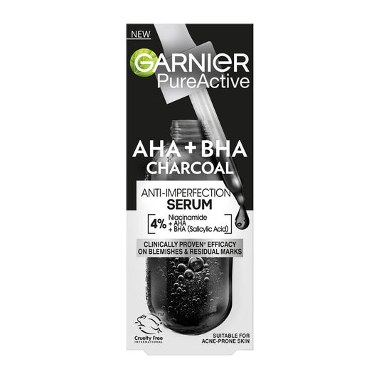 Garnier PureActive AHA+BHA Charcoal Anti-Imperfection Black Serum 30ml