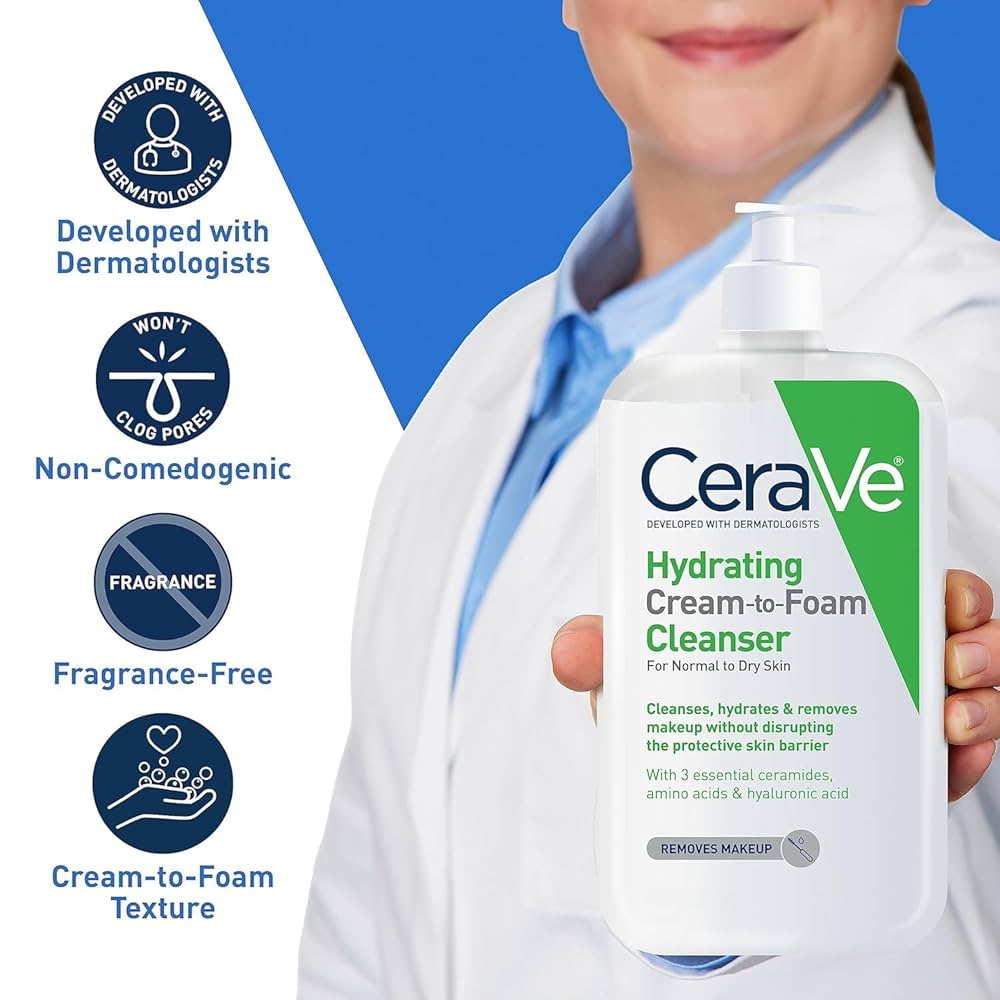 Cerave Hydrating Cream-to-Foam Cleanser for Normal to Dry Skin