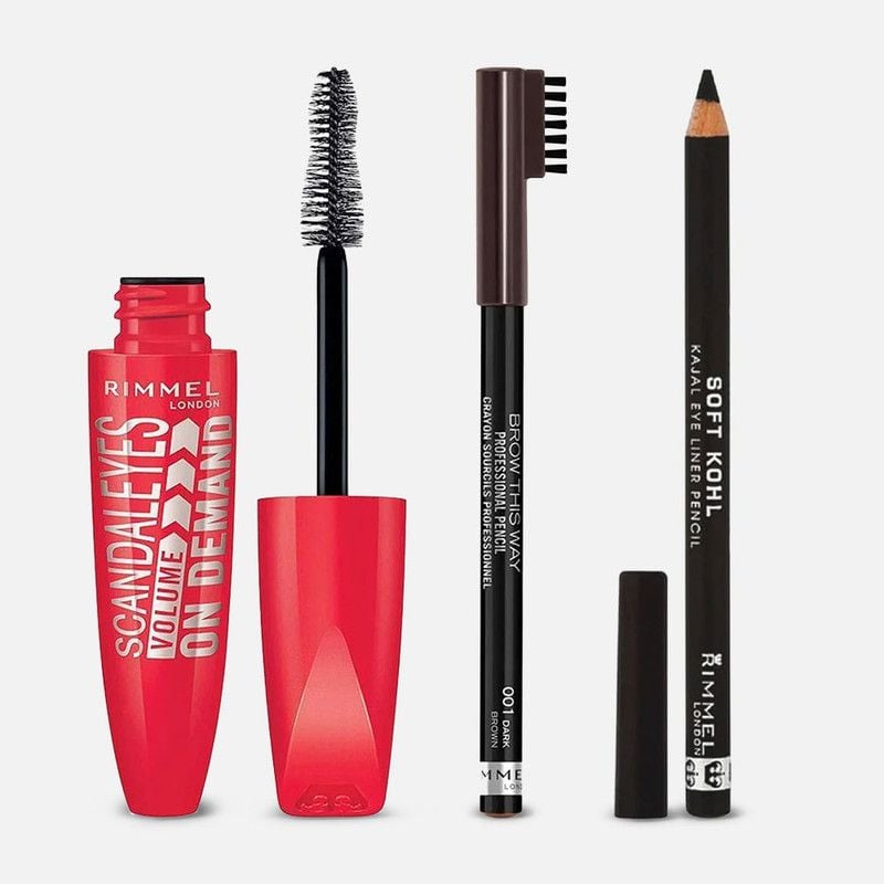 Rimmel London Intense Eyes Mascara+Kohl+Eye Brow 001 Dark Brown Value Pack