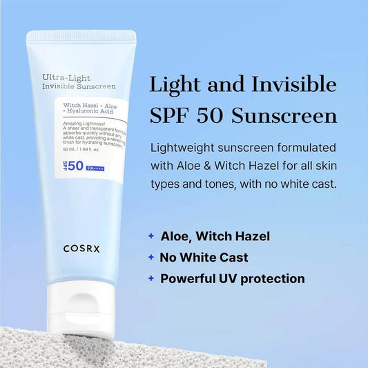 COSRX Ultra-Light Invisible Sunscreen SPF50 50ml 100% Original Made in Korea