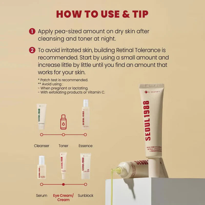 K-Secret Seoul 1988 Eye Cream: Retinal Liposome 4% + Fermented Bean 30ml