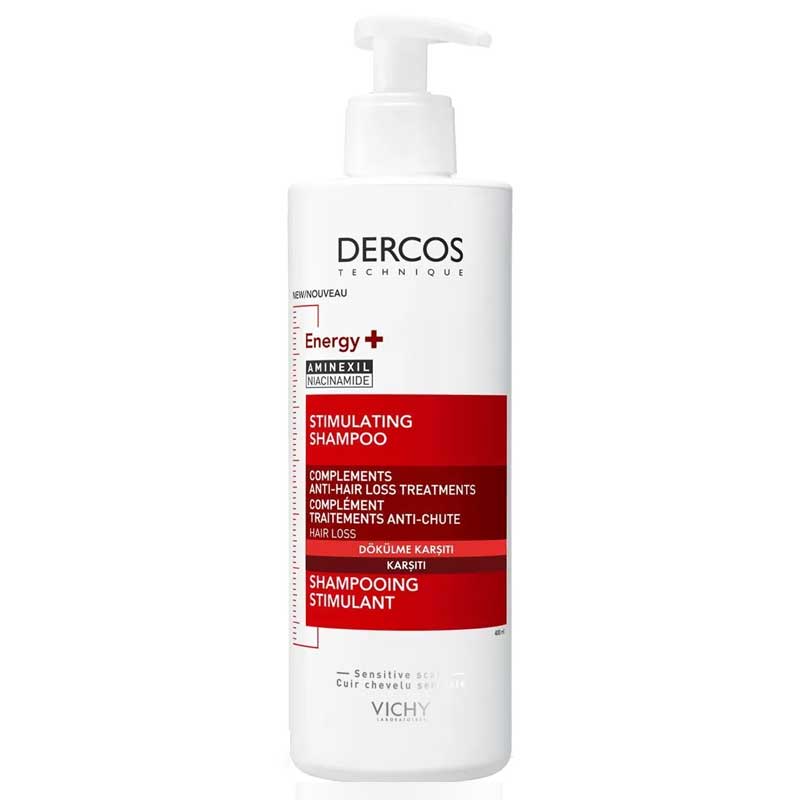 Vichy Dercos Energy + Stimulating Shampoo Anti Hair loss with Aminexil & Niacinamide 390ml