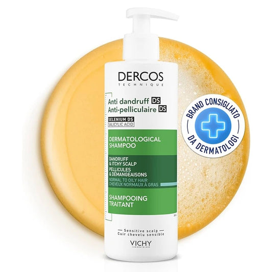 Vichy Dercos Anti Dandruff Dermatological Shampoo 390ml (Normal to Oily Hair) with Selenium Ds & Salicylic Acid