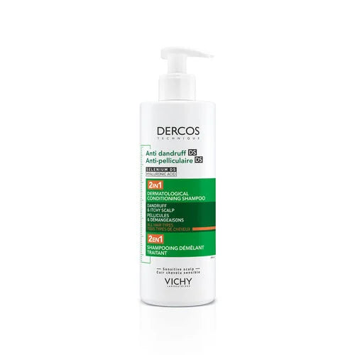 Vichy Dercos Anti Dandruff Dermatological Conditioning Shampoo 2in1 390ml (All Hair) with Selenium DS & Hyaluronic Acid
