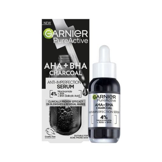 Garnier PureActive AHA+BHA Charcoal Anti-Imperfection Black Serum 30ml