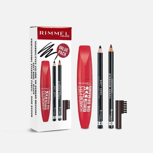 Rimmel London Intense Eyes Mascara+Kohl+Eye Brow 001 Dark Brown Value Pack