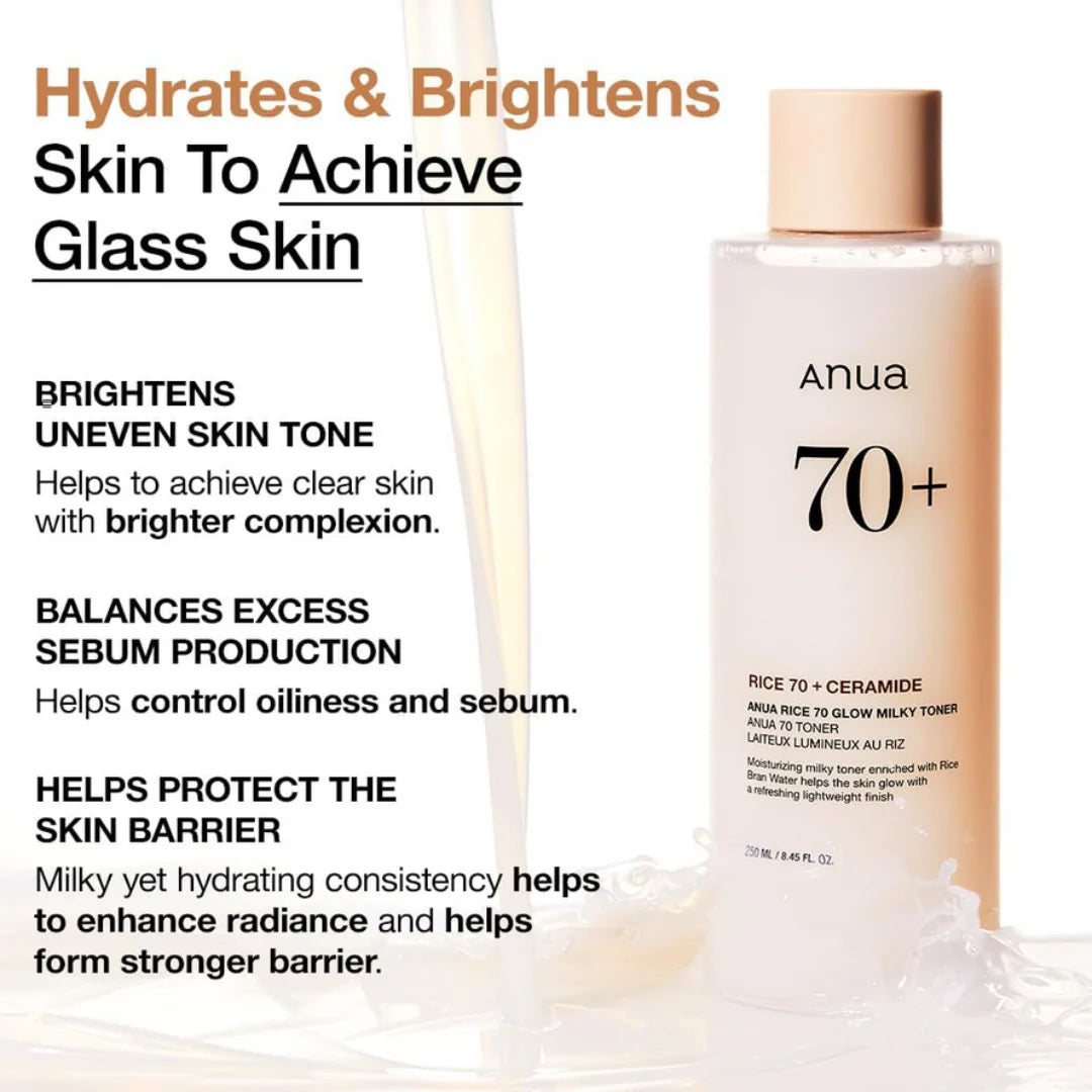 Anua Rice 70+Ceramide Glow Milky Toner 250ml